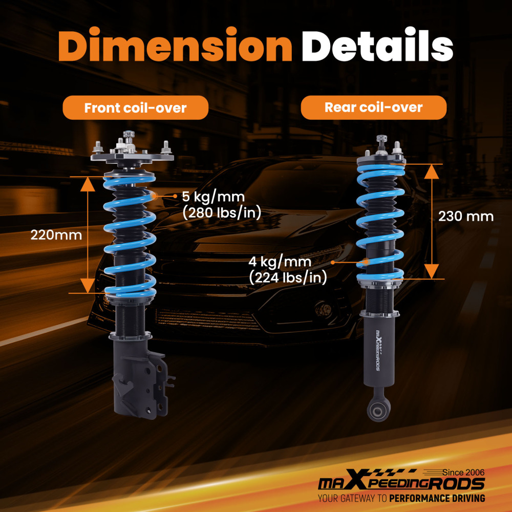 MaXpeedingrods T6 Coilover Suspension Kit compatible for Mitsubishi Mirage 1997-2001