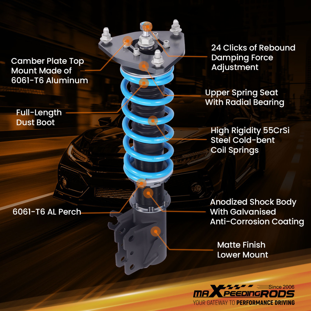 MaXpeedingrods T6 Coilover Suspension Kit compatible for Mitsubishi Mirage 1997-2001