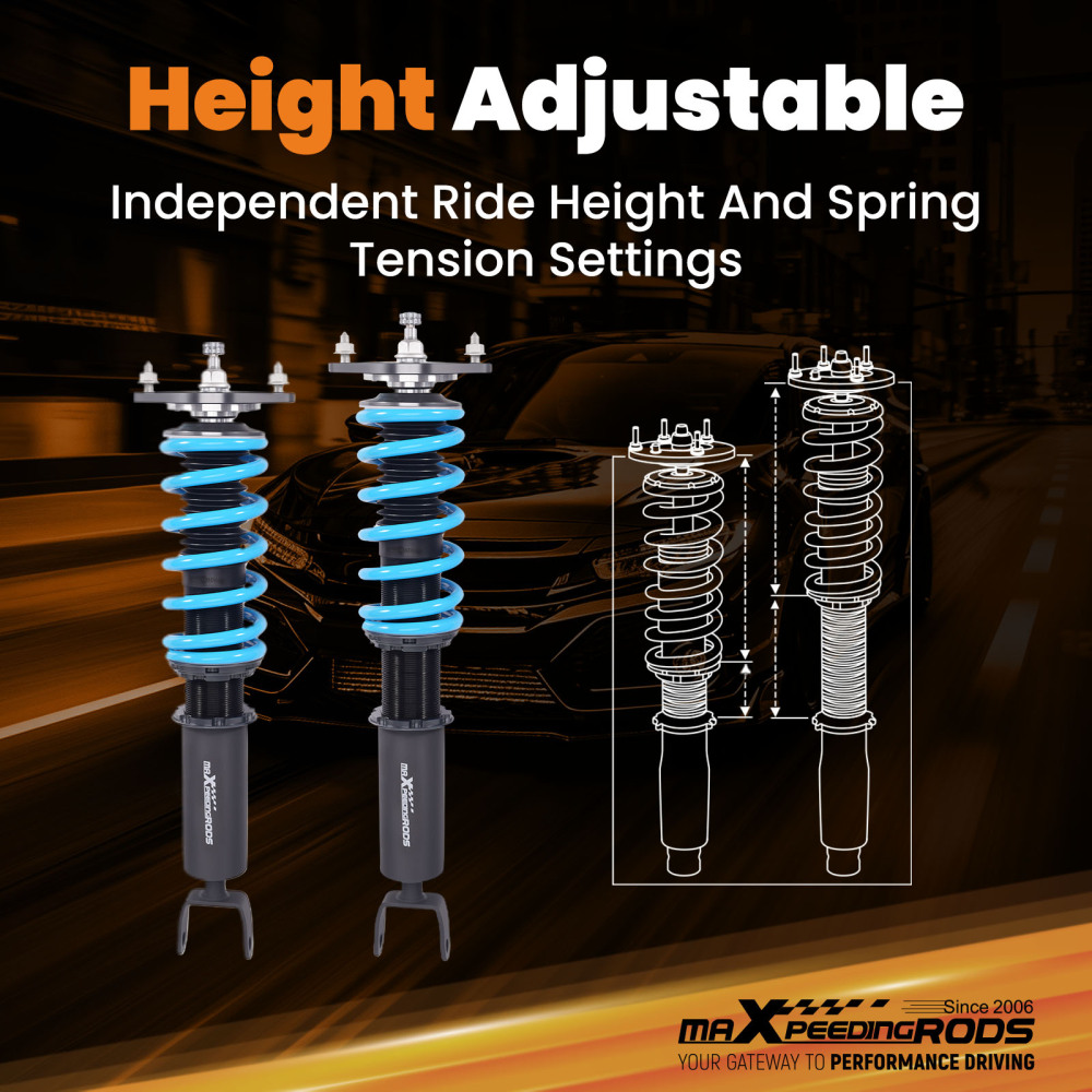 MaXpeedingrods Damper Height Adjustable Coil Spring Shock Absorber Compatible For Honda Prelude 1992-2001 Lowering Kit