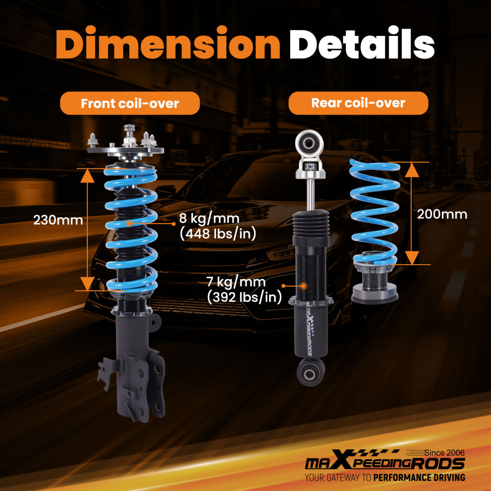 Maxpeedingrods 24 Click Coilover Shock+Spring compatible for Toyota RAV4 2006-2012