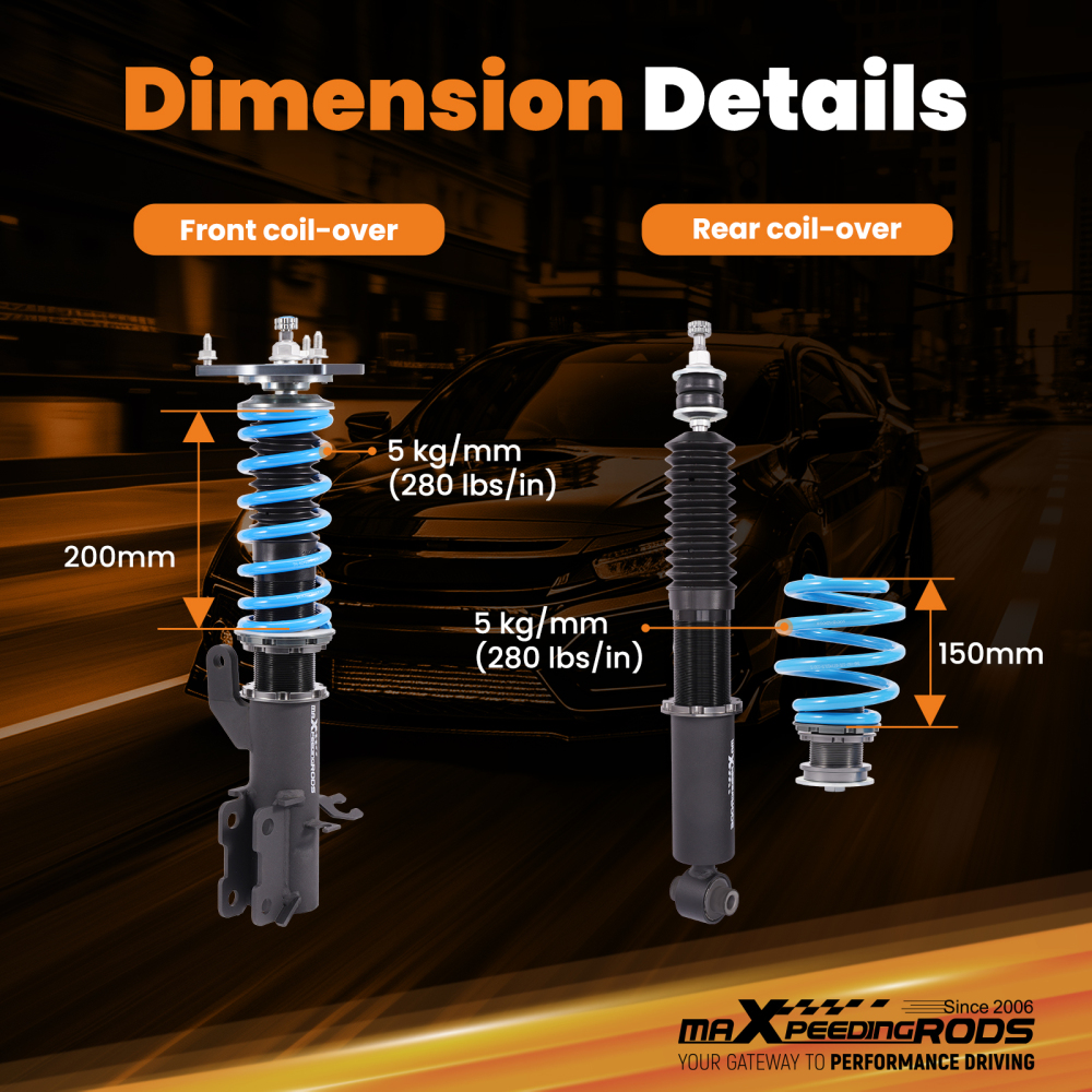 Compatible for Nissan Sentra 2013-19 24-Way Damper Coilovers Struts Suspension Lowering Kit 