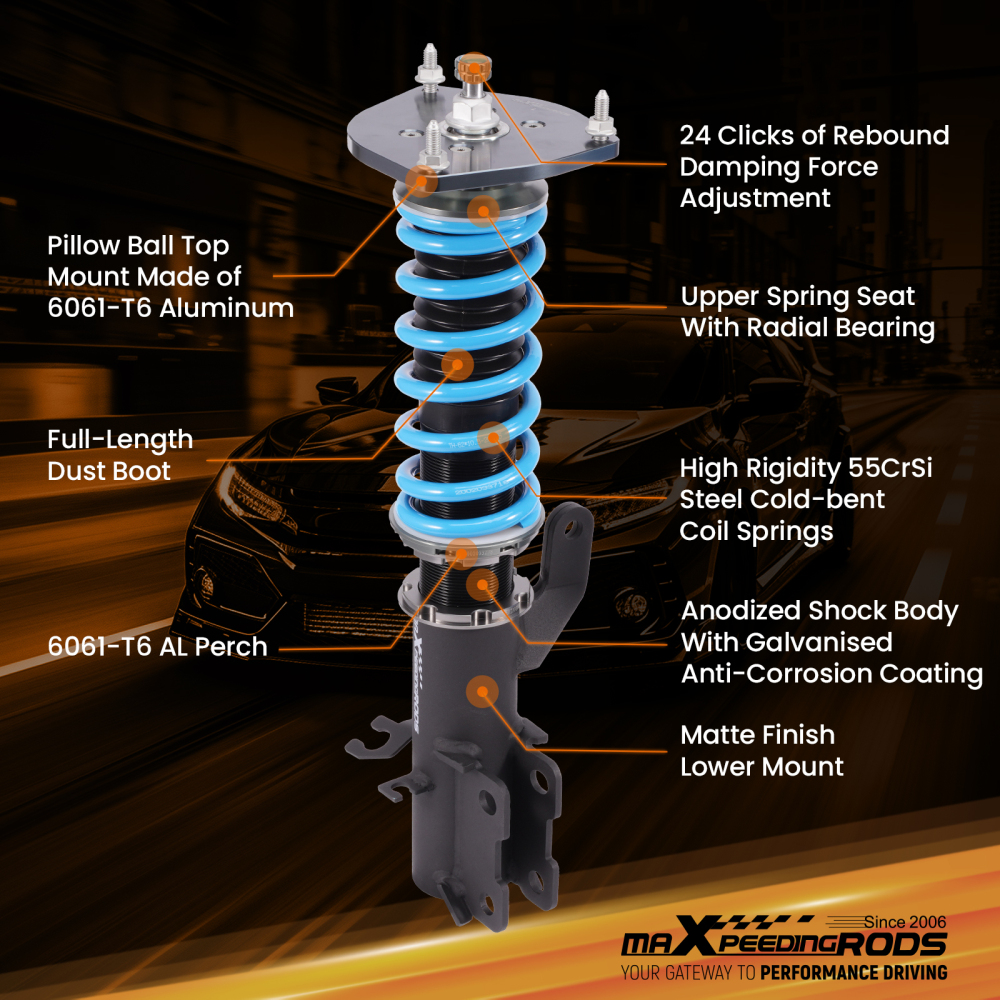 Compatible for Nissan Sentra 2013-19 24-Way Damper Coilovers Struts Suspension Lowering Kit 