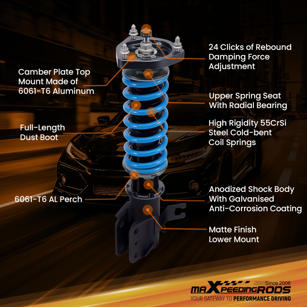 MaXpeedingrods Racing Coilovers Lowering Kit compatible for Nissan Sentra B14 200SX 1995-99