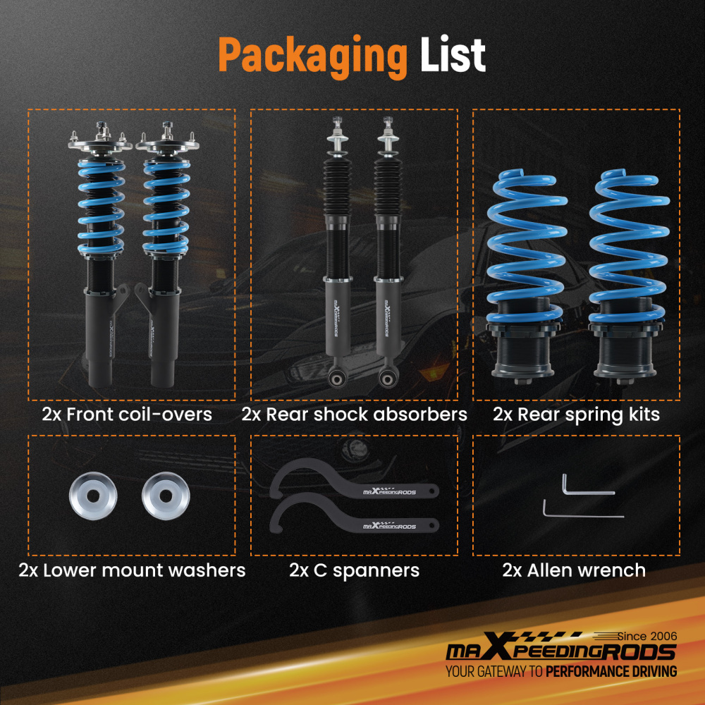 24 Ways Damping Adjustable Coilovers compatible for Skoda Octavia MK3 5E 12-19 2.0 TSI RS