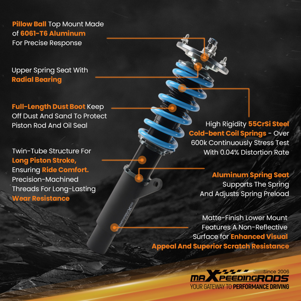 24 Ways Damping Adjustable Coilovers compatible for Skoda Octavia MK3 5E 12-19 2.0 TSI RS