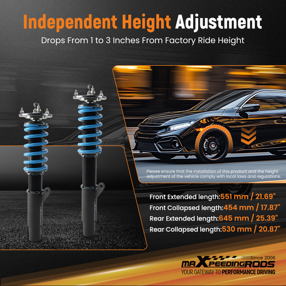 24 Ways Damping Adjustable Coilovers compatible for Skoda Octavia MK3 5E 12-19 2.0 TSI RS