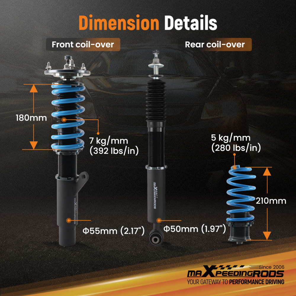 24 Ways Damping Adjustable Coilovers compatible for Skoda Octavia MK3 5E 12-19 2.0 TSI RS