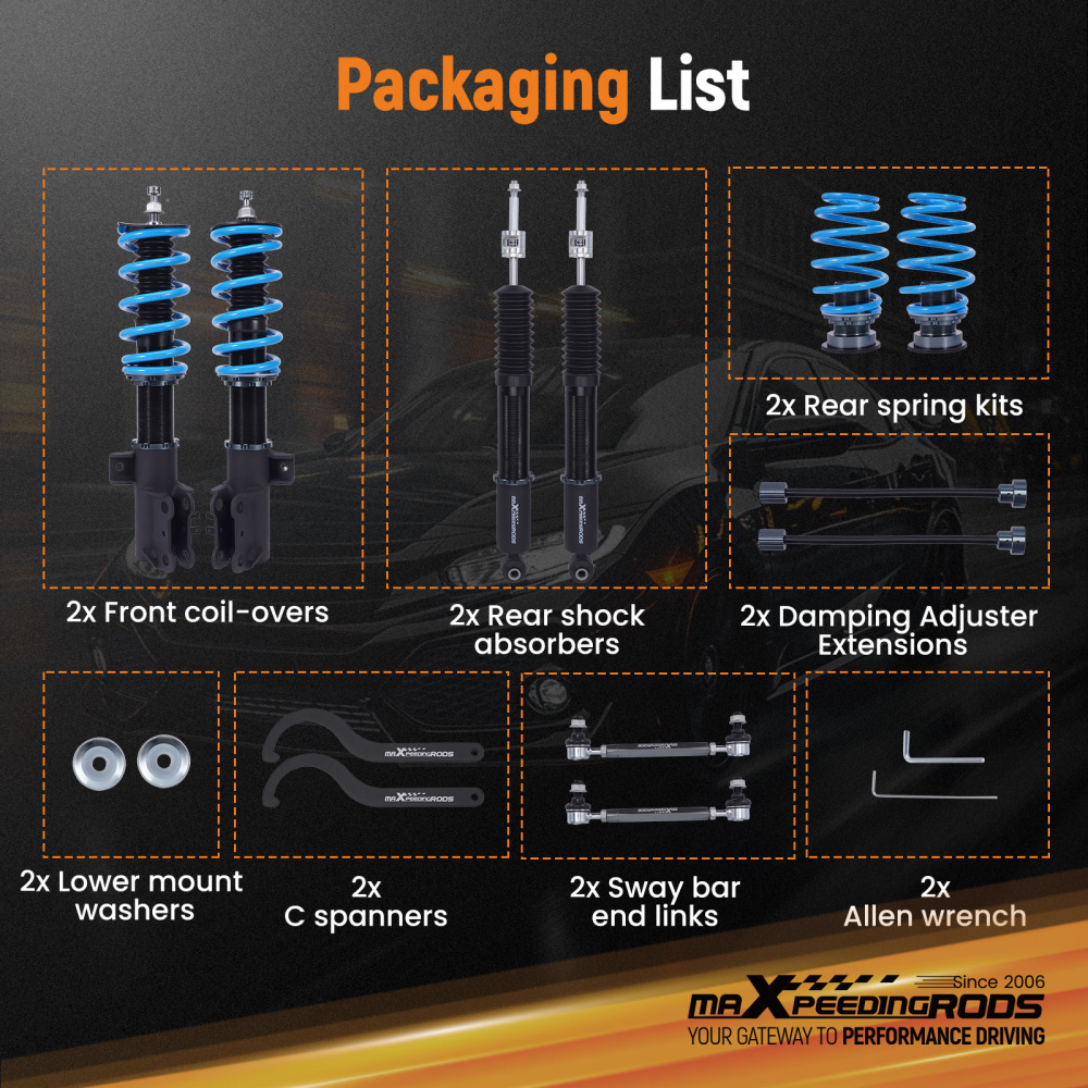 Damping Adjustable Coilovers Shock Struts Kit compatible for Chevrolet Sonic T300 12-20