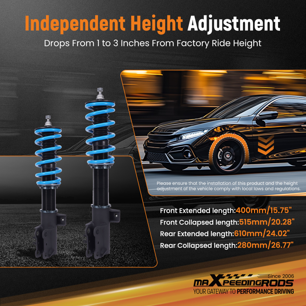 Damping Adjustable Coilovers Shock Struts Kit compatible for Chevrolet Sonic T300 12-20