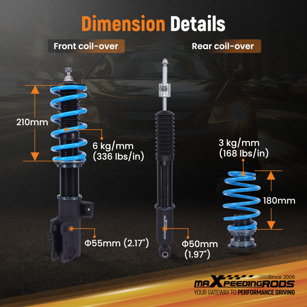 Damping Adjustable Coilovers Shock Struts Kit compatible for Chevrolet Sonic T300 12-20