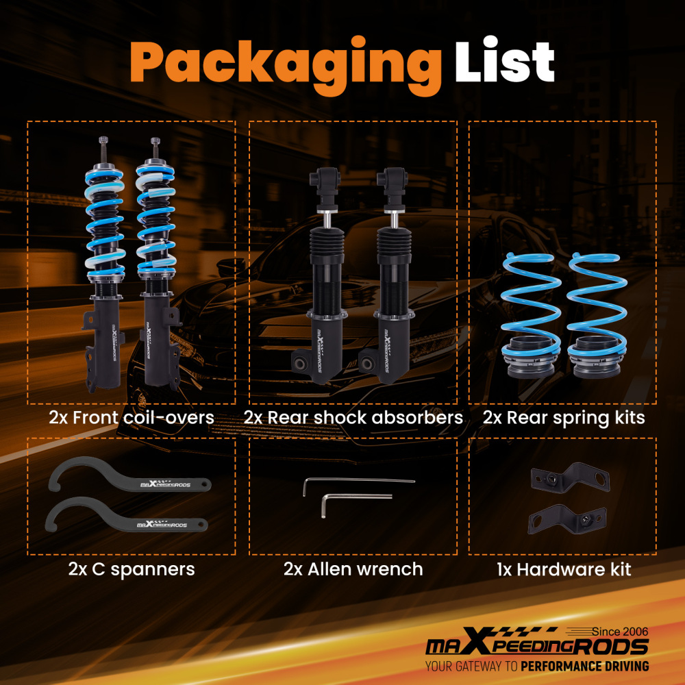 MaXpeedingrods T6 Coilovers 24 Way Adjustable Damper Struts compatible for Kia Soul 10-13