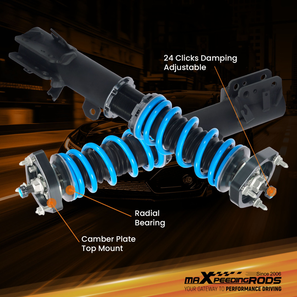 MaXpeedingrods T6 Coilover 24 Level Damper Shock compatible for Ford Fiesta ST 2014-2018