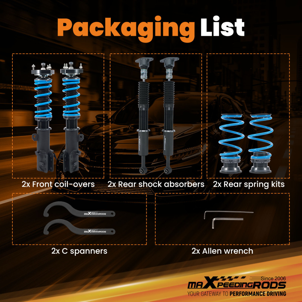 MaXpeedingrods T6 Coilover 24 Level Damper Shock compatible for Ford Fiesta ST 2014-2018