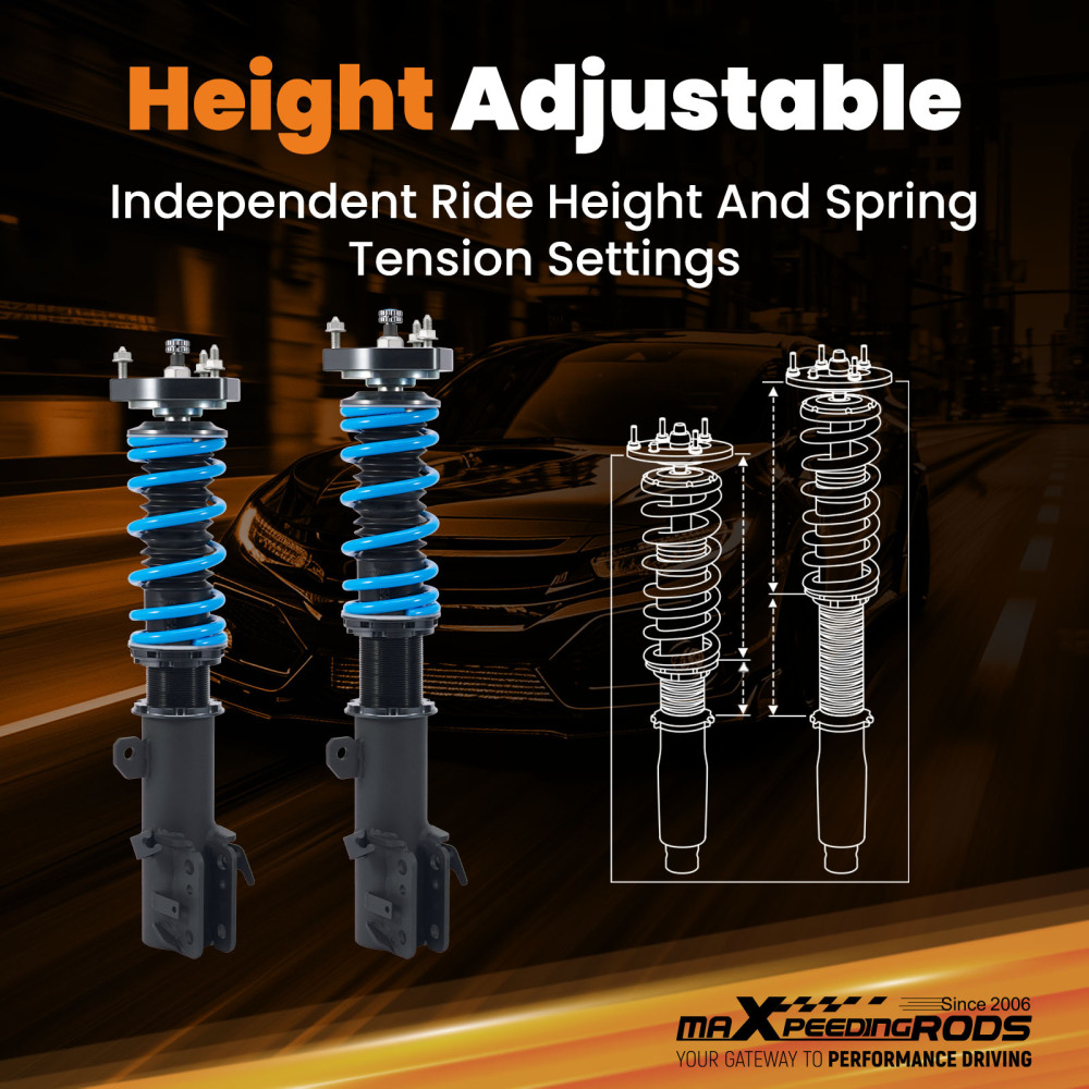 MaXpeedingrods T6 Coilover 24 Level Damper Shock compatible for Ford Fiesta ST 2014-2018