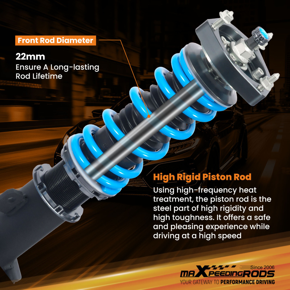 MaXpeedingrods T6 Coilover 24 Level Damper Shock compatible for Ford Fiesta ST 2014-2018