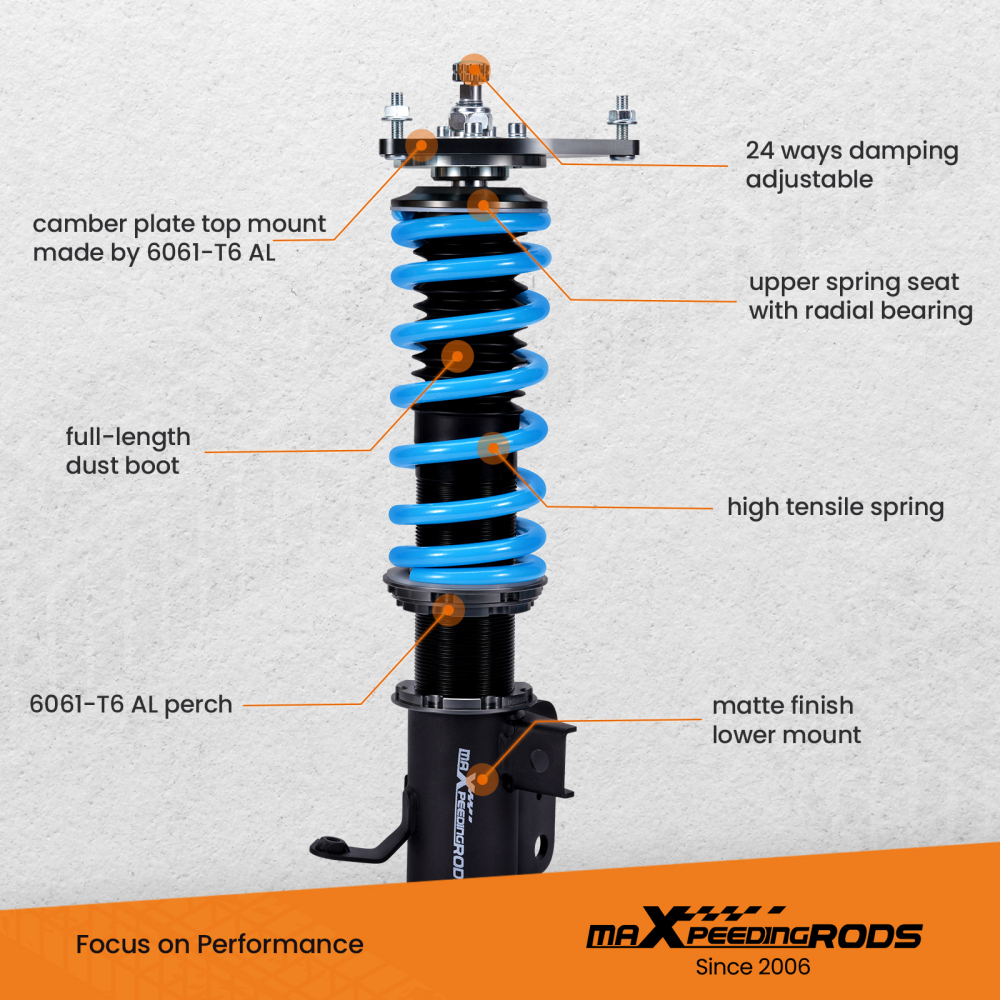 24 Ways Adjustable Damper Coilover compatible for Toyota 86Subaru BRZ ZN6 ZC6 2012-2020 Lowering Kit
