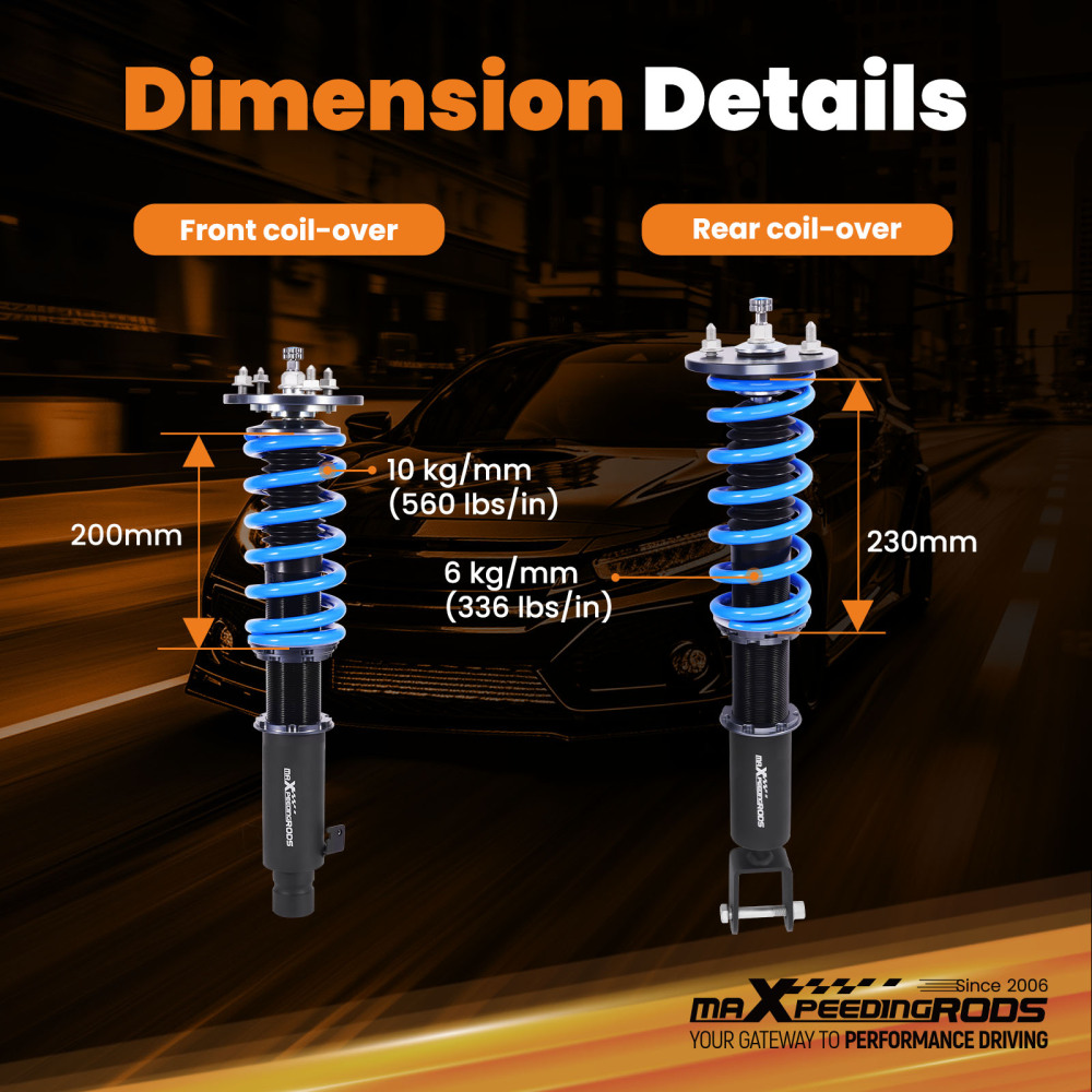 Maxpeedingrods Coilover Lowering Kit Adjustable Damper compatible for Acura TL BASE 2009-14