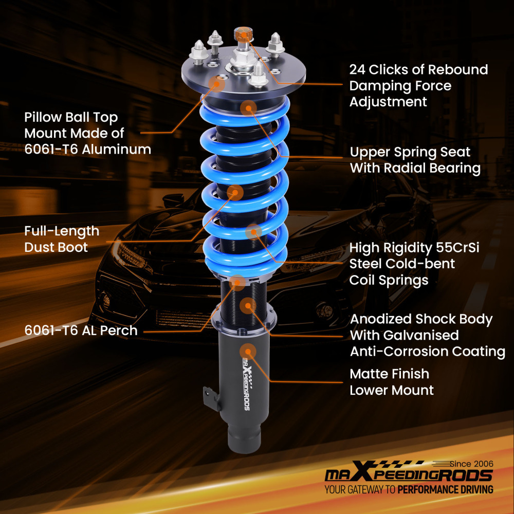 Maxpeedingrods Coilover Lowering Kit Adjustable Damper compatible for Acura TL BASE 2009-14