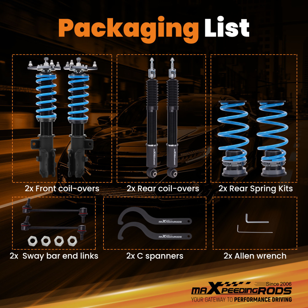 MaXpeedingrods Racing Adjustable Coilovers Shocks Kit compatible for Hyundai Elantra 17-20