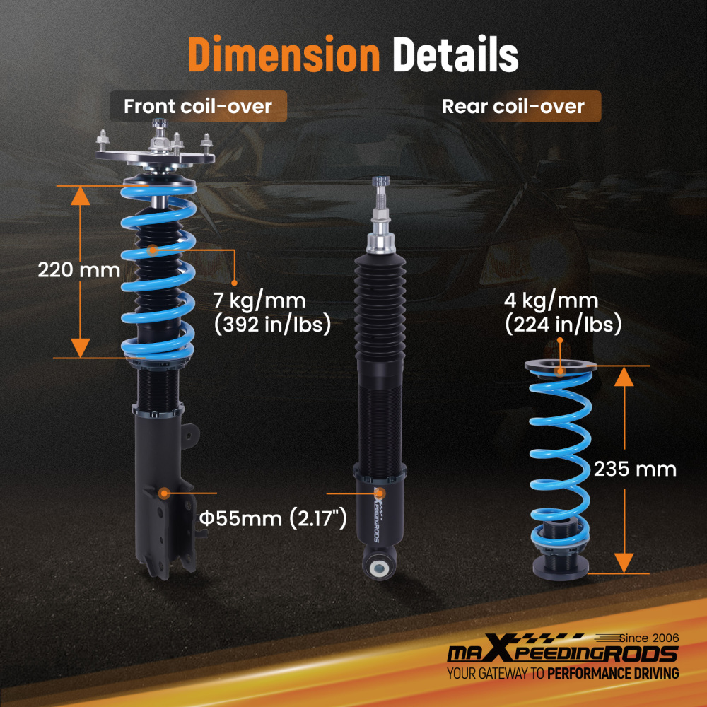 T6 Coilovers Kit compatible for Volvo S70 C70 V70 1998-2001 2.0 2.3 2.4 T5
