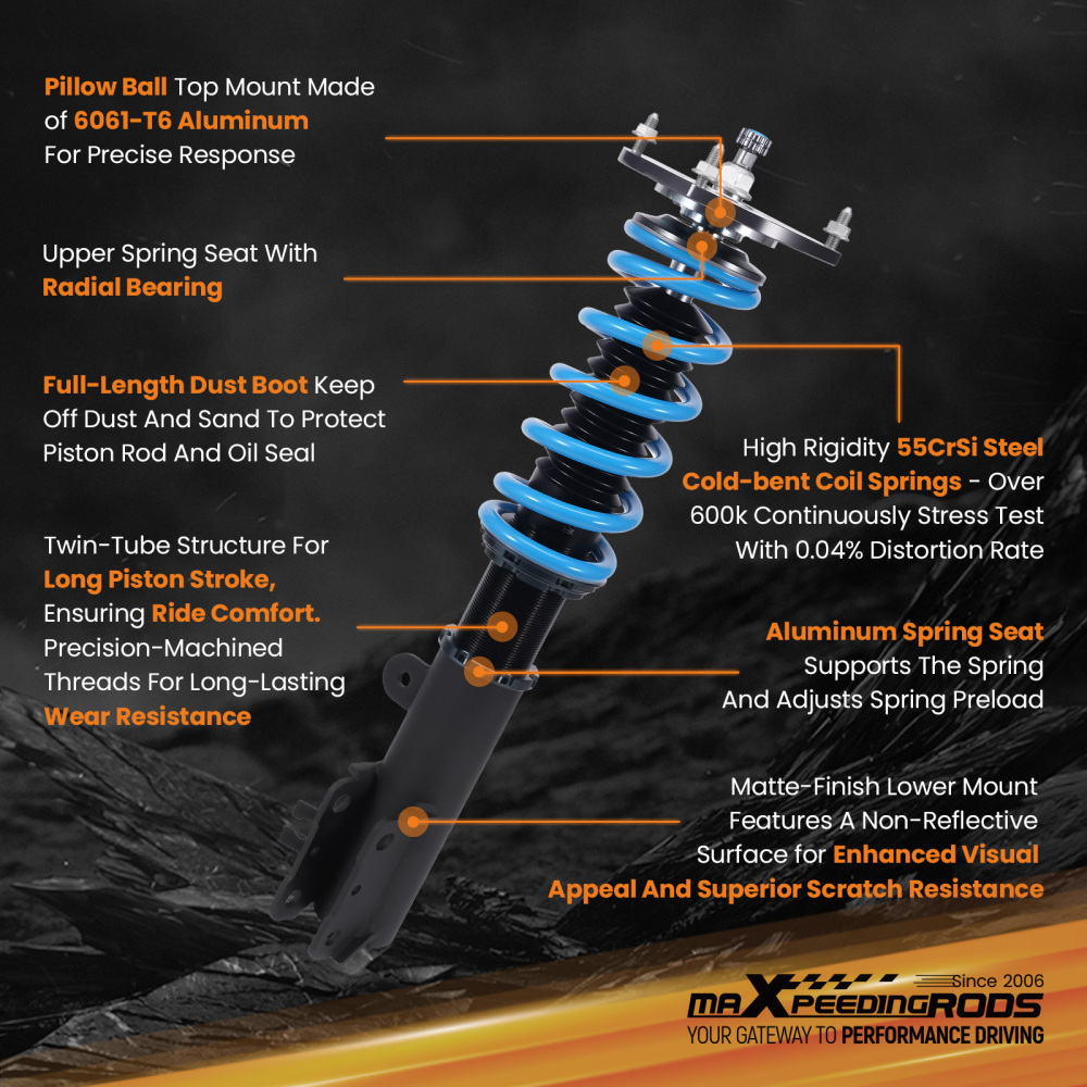T6 Coilovers Kit compatible for Volvo S70 C70 V70 1998-2001 2.0 2.3 2.4 T5