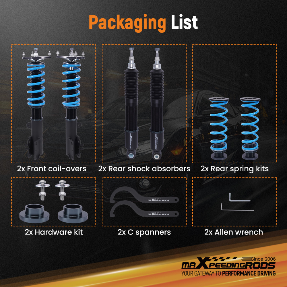T6 Coilovers Kit compatible for Volvo S70 C70 V70 1998-2001 2.0 2.3 2.4 T5