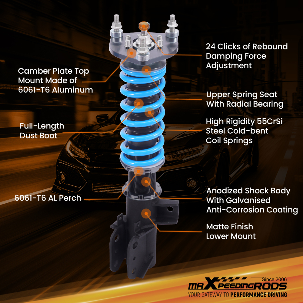 MaXpeedingrods T6 COILOVER Lowering Kit compatible for Mercedes-Benz C300 C350 4Matic Sedan