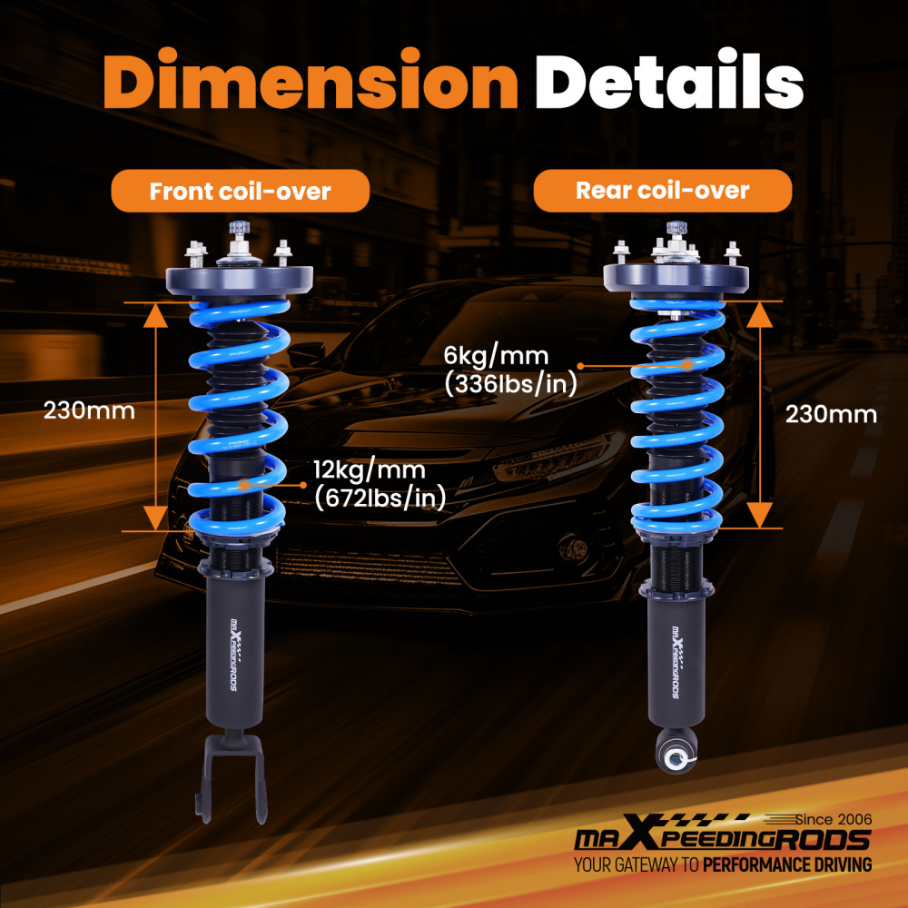 Adjustable Coilovers Suspension Shocks compatible for JAGUAR XJ8 XJR 2003-2009 X350 X358