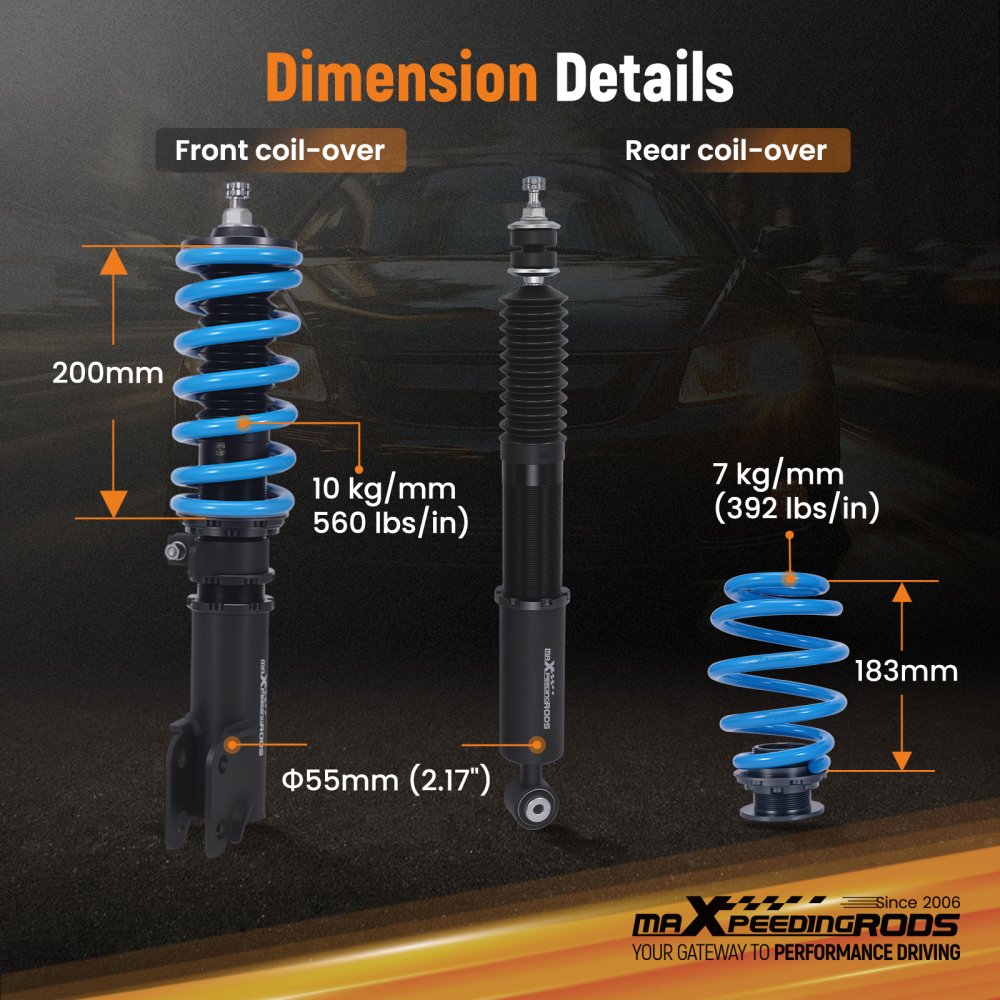 MaXpeedingrods T6 Coilover Lowering Kit Damper Adjustable compatible for Toyota Yaris 13-19