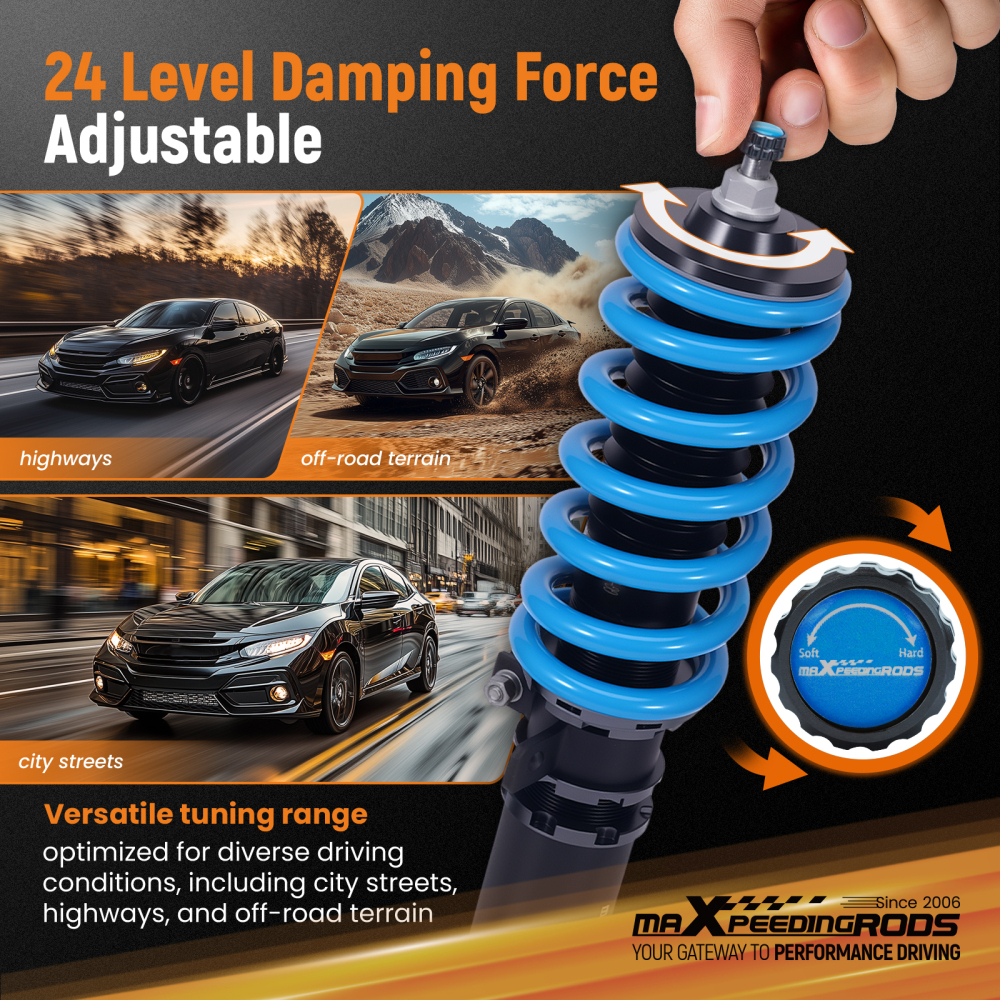 MaXpeedingrods T6 Coilover Lowering Kit Damper Adjustable compatible for Toyota Yaris 13-19