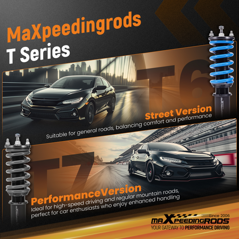 MaXpeedingrods T6 Coilover Lowering Kit Damper Adjustable compatible for Toyota Yaris 13-19