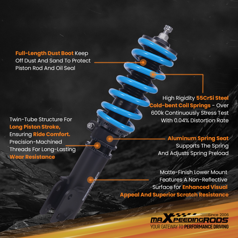 MaXpeedingrods T6 Coilover Lowering Kit Damper Adjustable compatible for Toyota Yaris 13-19