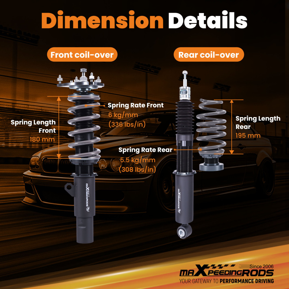 MaXpeedingrods T7 Performance Coilovers Lowering Kit compatible for Honda Civic Coupe 16-21