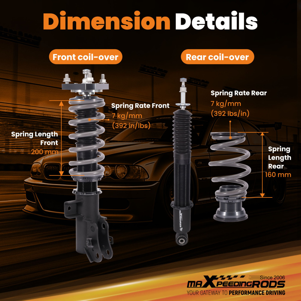 Compatible for Honda Civic 2012-2015 MaXpeedingrods T7 Coilovers 24 Way Damper Lowering Kit