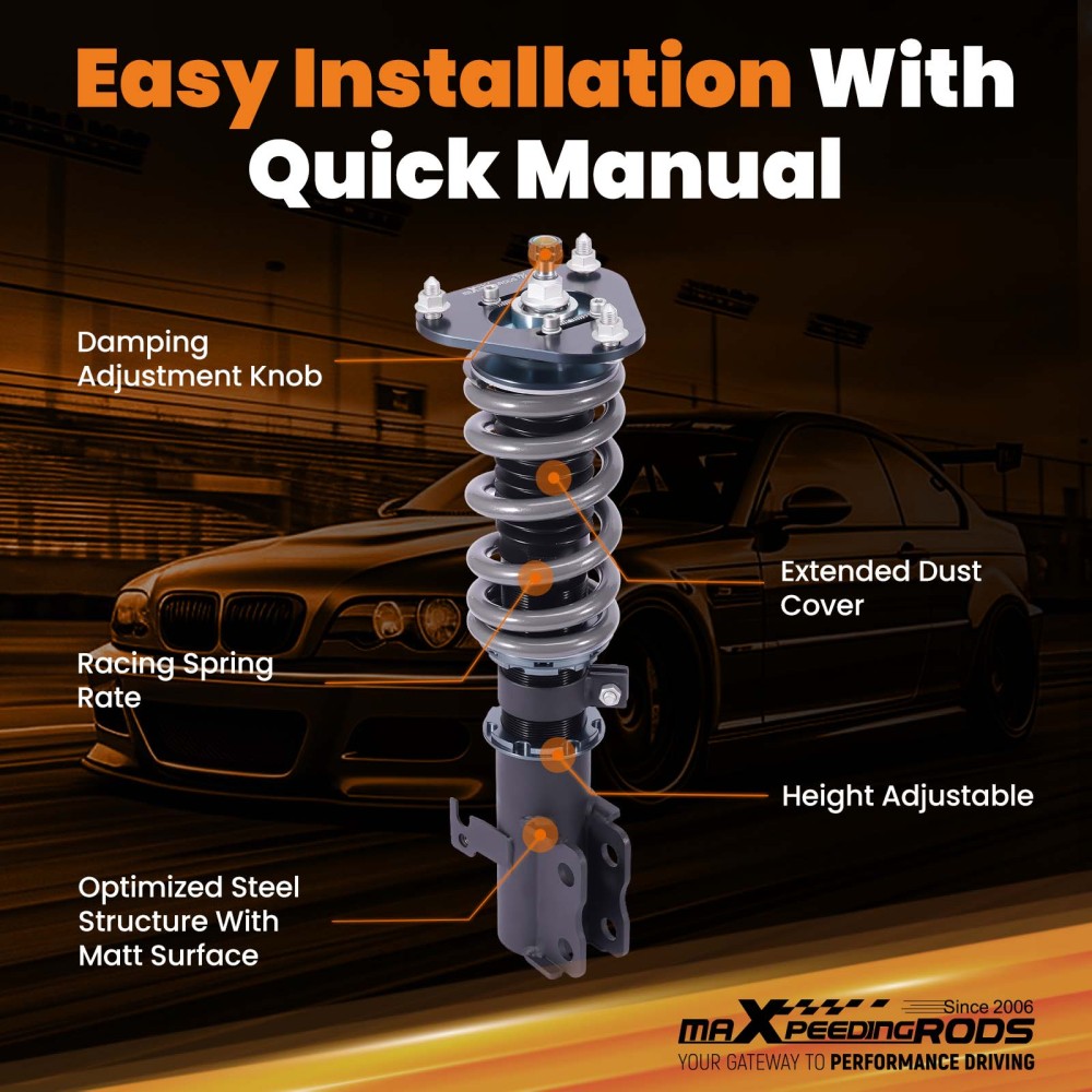 MaXpeedingrods T7 Coilovers Kit w/24 Way Adjustable compatible for Toyota Corolla 2003-2008