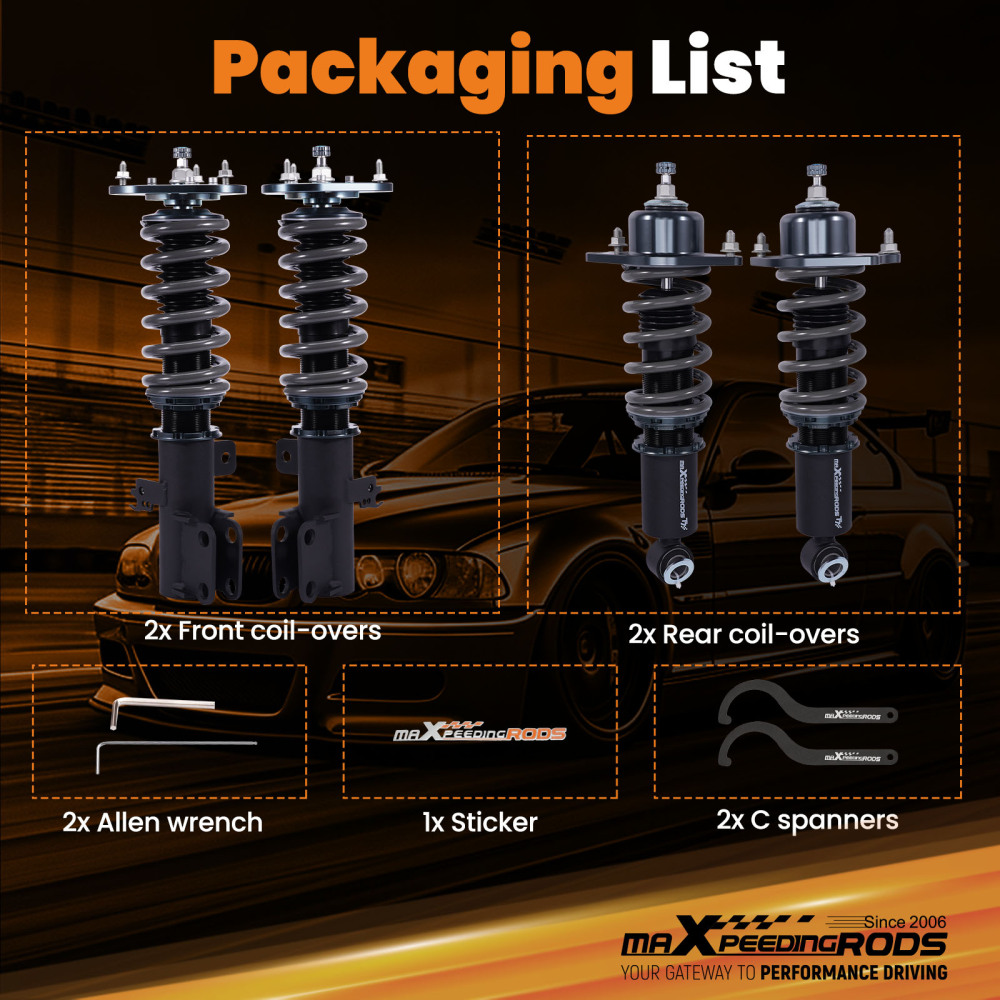 24 Levels Coilover Suspension ShocksSprings Kit compatible for Toyota Corolla 2009-2019
