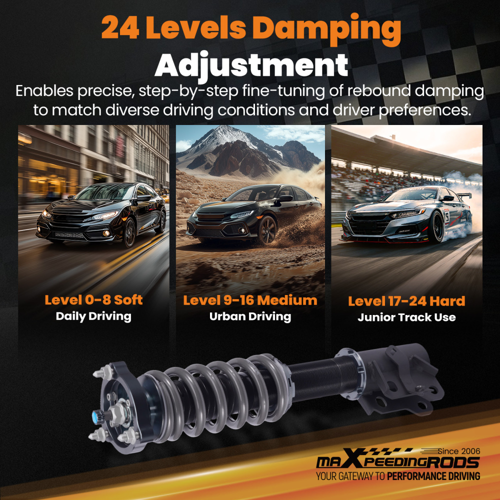 24 Way Adjustable Damper Force Coilover compatible for Honda Civic Si FD1/FD2/FD3 2006-2011