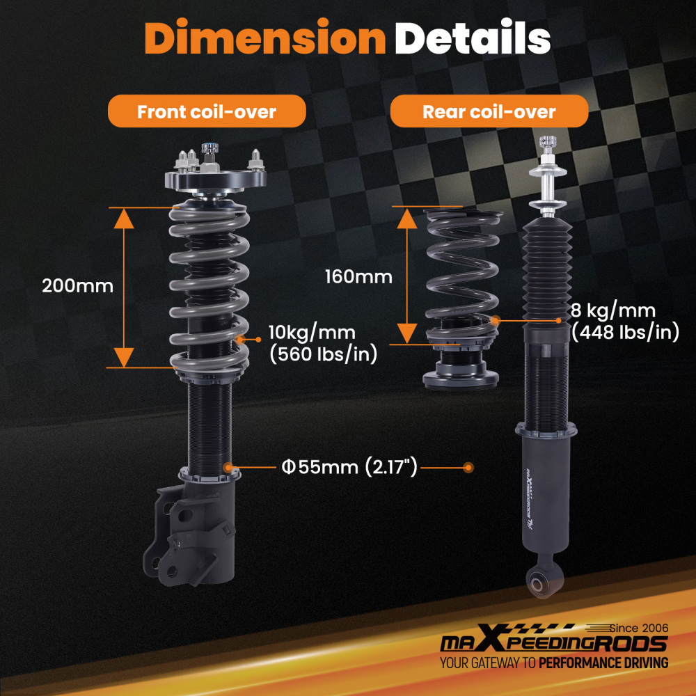 24 Way Adjustable Damper Force Coilover compatible for Honda Civic Si FD1/FD2/FD3 2006-2011