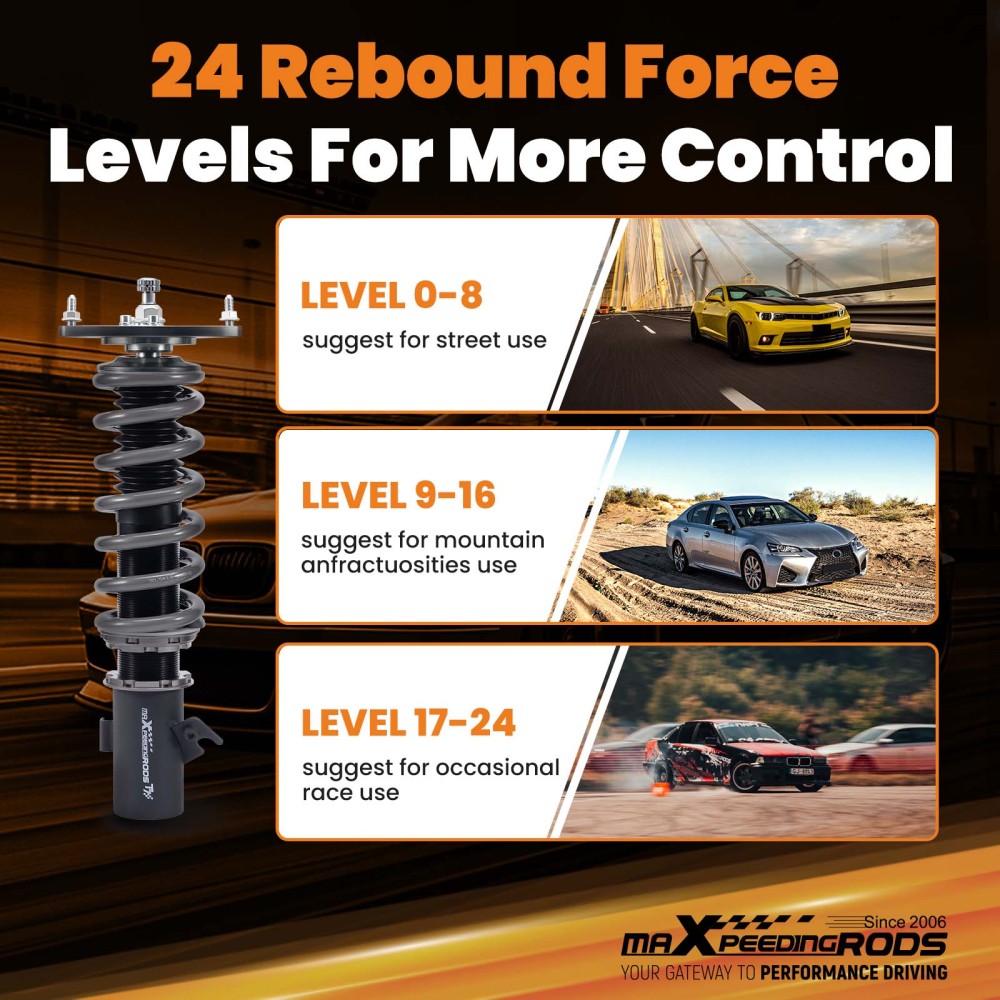 MaXpeedingrods T7 24 Level Coilovers compatible for Subaru Impreza 2008-2014 Suspension Kit Lowering Kit