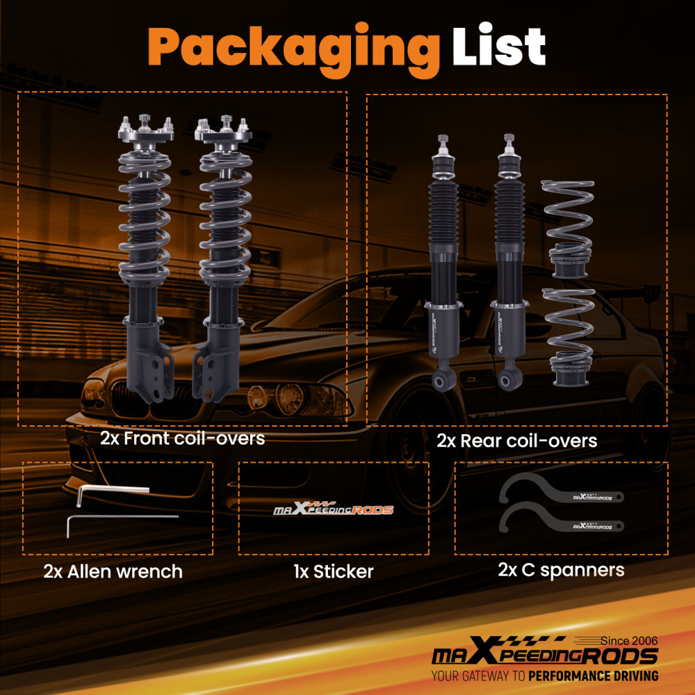 Maxpeedingrods COT7 Coilovers Suspension Damper Kit for Ford Mustang 94-04 Lowering Kit