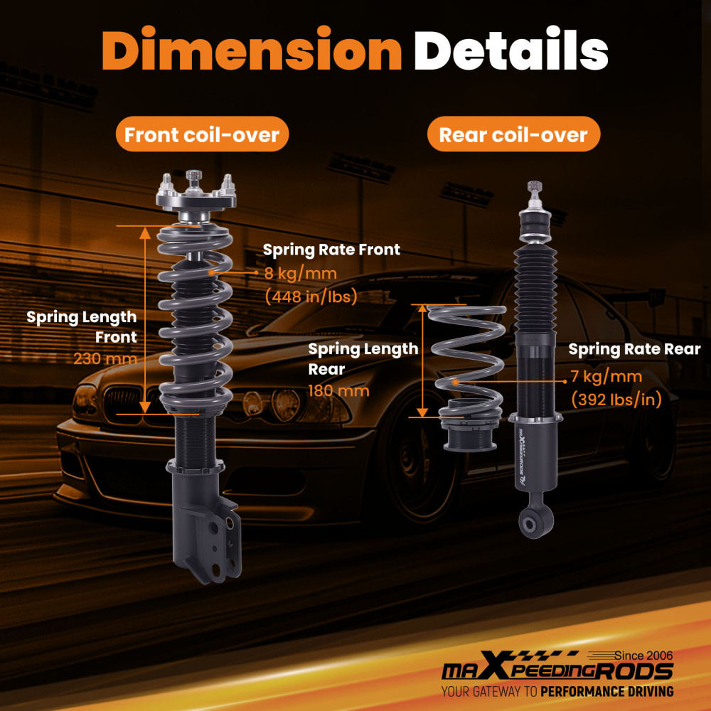 Maxpeedingrods COT7 Coilovers Suspension Damper Kit for Ford Mustang 94-04 Lowering Kit
