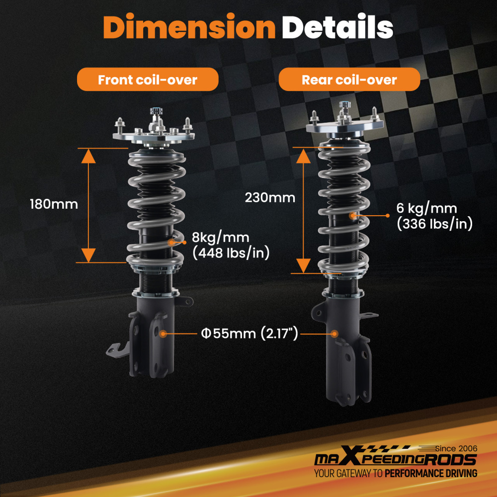 24-Way Adjustable Coilovers compatible for Toyota Corolla E90 E100 E110 87-02 Lowering Kit