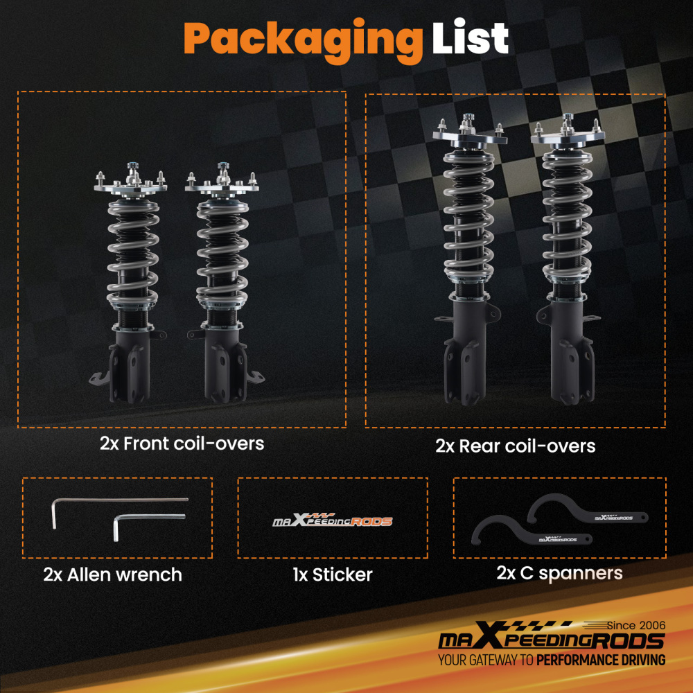 24-Way Adjustable Coilovers compatible for Toyota Corolla E90 E100 E110 87-02 Lowering Kit