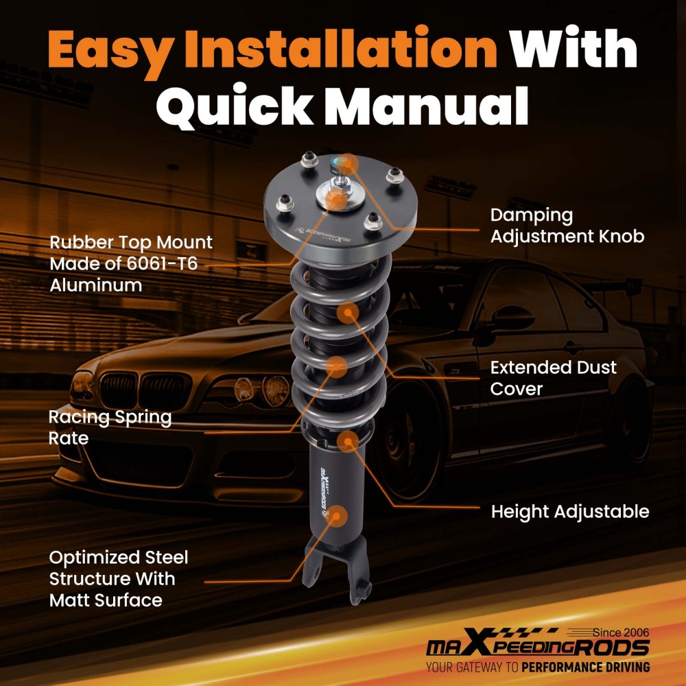 MaXpeedingrods T7 Coilovers 24 Level Shock Struts Kit compatible for Jaguar XJ8 XJR 03-09
