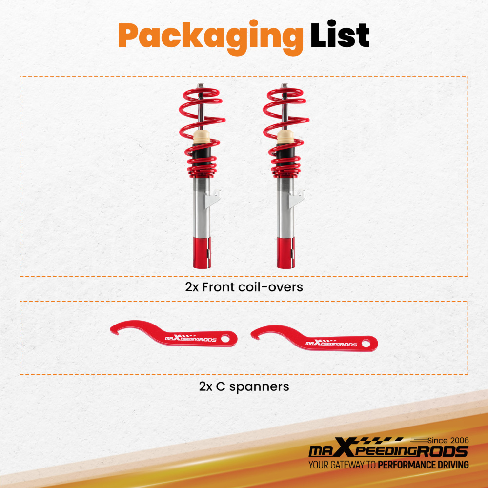 Front Coilovers compatible for VW Golf Mk6 Hatchback 2WD TDi TDi GTD 2008-2013