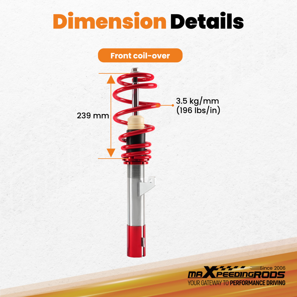 Front Coilovers compatible for VW Golf Mk6 Hatchback 2WD TDi TDi GTD 2008-2013