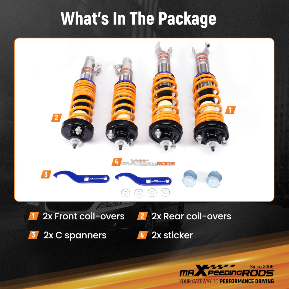 MaXpeedingrods C1 Coilovers Full Stainless-Steel Body compatible for Honda Civic 1992-2000