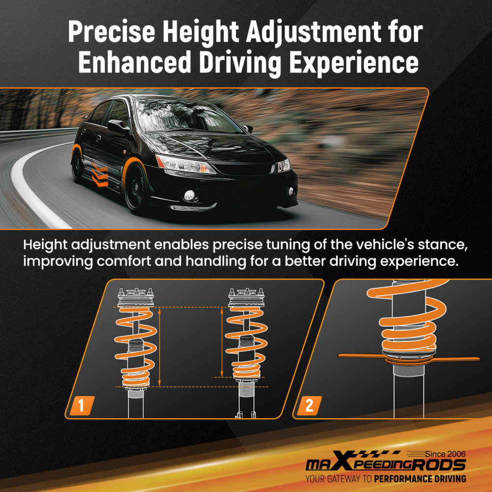 MaXpeedingrods C1 Coilovers Full Stainless-Steel Body compatible for Honda Civic 1992-2000