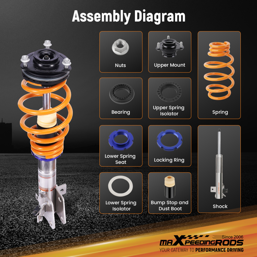 Stainless steel Coilovers compatible for Honda Civic Hatchback FN FK FN2 FN4 FK1 FK3 06-11