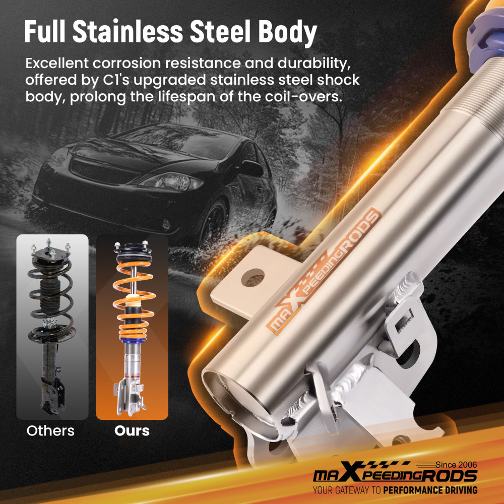 Stainless steel Coilovers compatible for Honda Civic Hatchback FN FK FN2 FN4 FK1 FK3 06-11